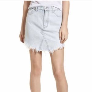 7 For All Mankind Mini Denim Frayed Skirt Size 24